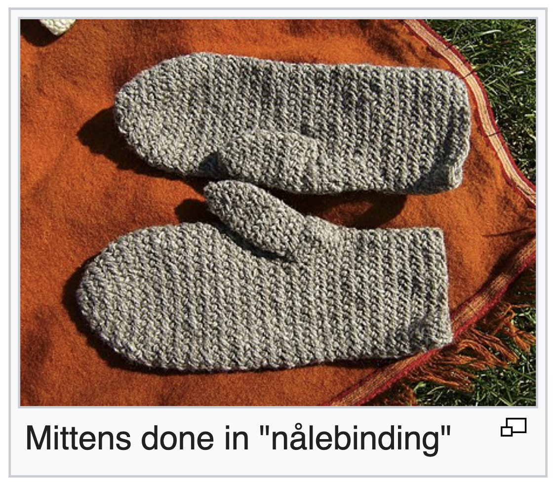 Mittens done in 'nålebinding'